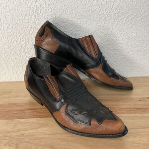 VTG Mootsies Tootsies Houston Leather Cowboy Booties Women Size 6 Brown/Black